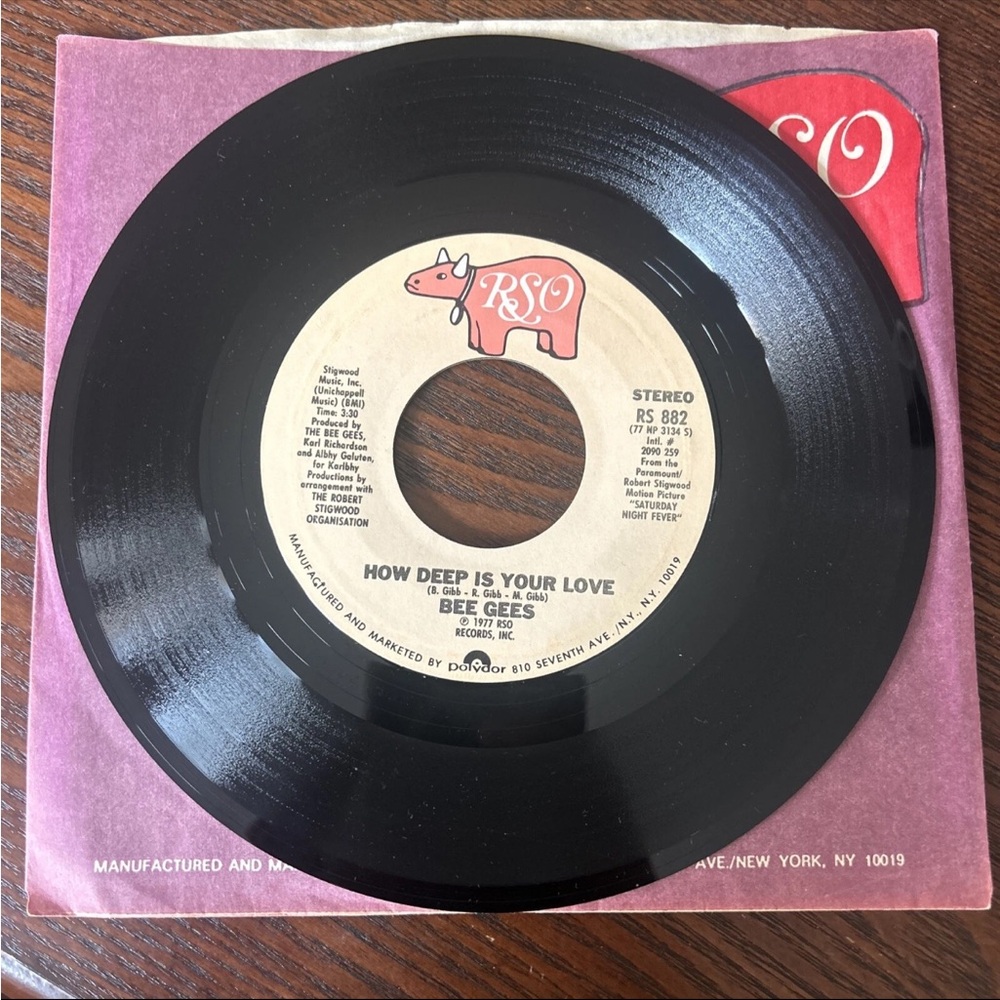 Bee Gees 7” Vinyl Record- “How Deep Is Your Love” “Can’t Keep A Good Man Down”